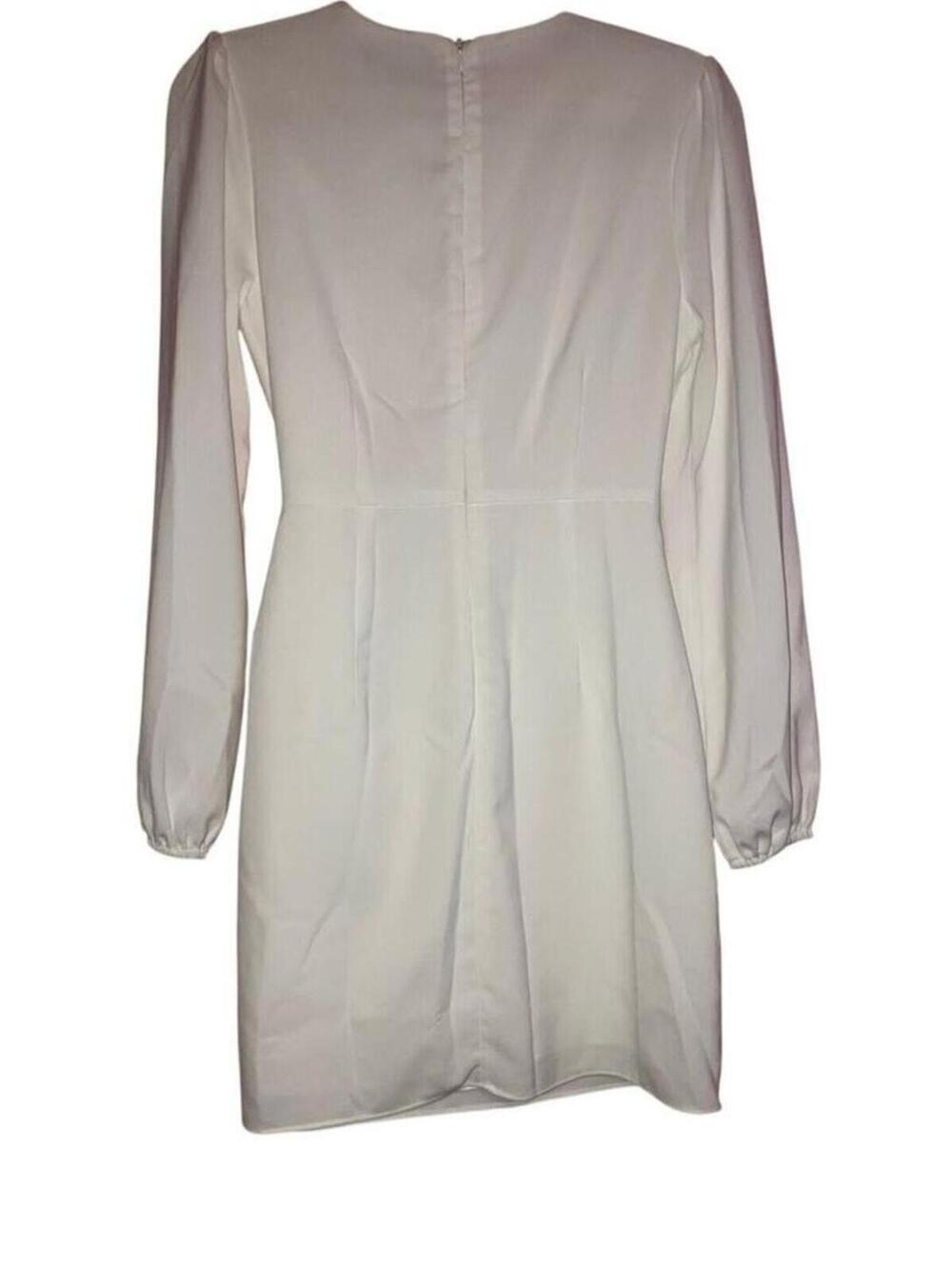 Lulu's Long Sleeve Mini Dress Women's Size Small White Side Tie Wedding EUC - Picture 3 of 5